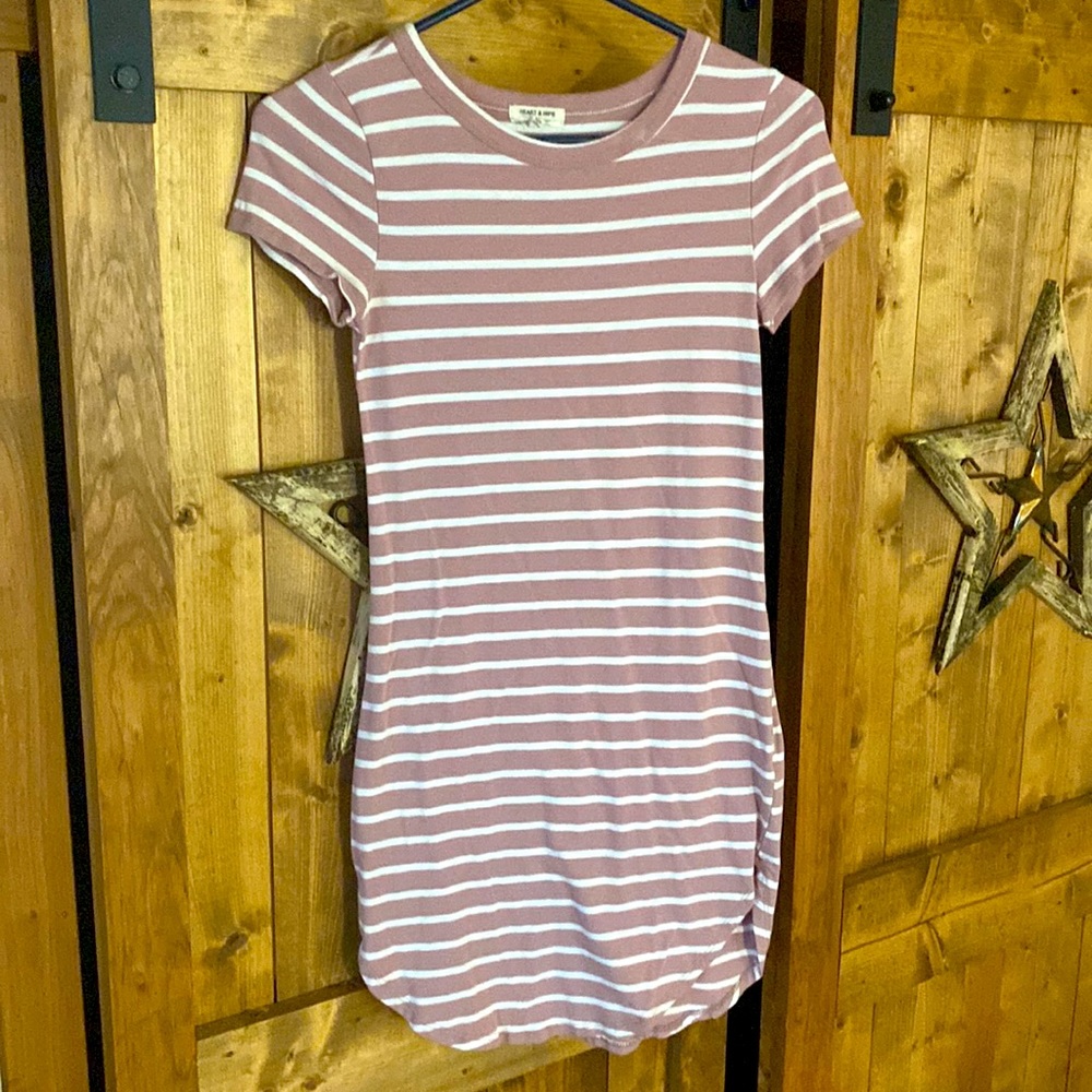 Pink striped T-shirt dress